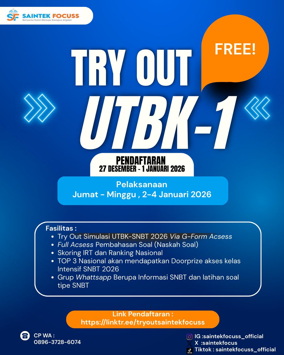 SAINTEK FOCUSS | CHECK PINNED tweet media