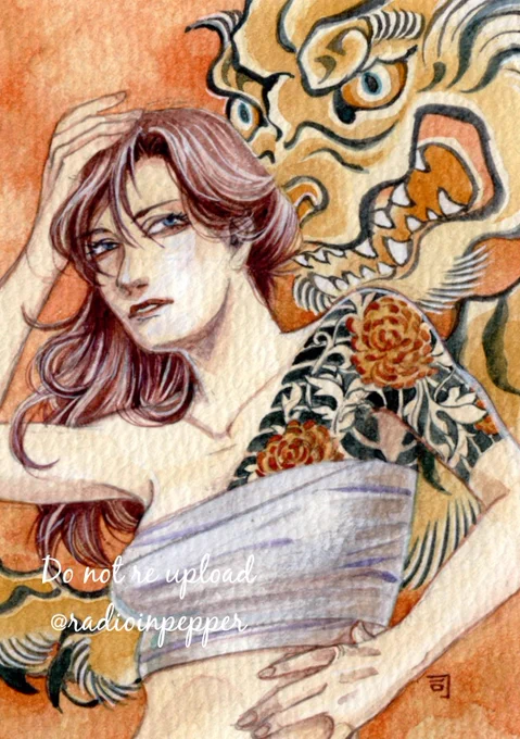 正月なので、私は和風のちっさいイラストをいくつか描いています。合わせて去年描いた「三毒」を再展示しようと思いますので、まだ見てない方は良かったら原画見に来て下さい。
