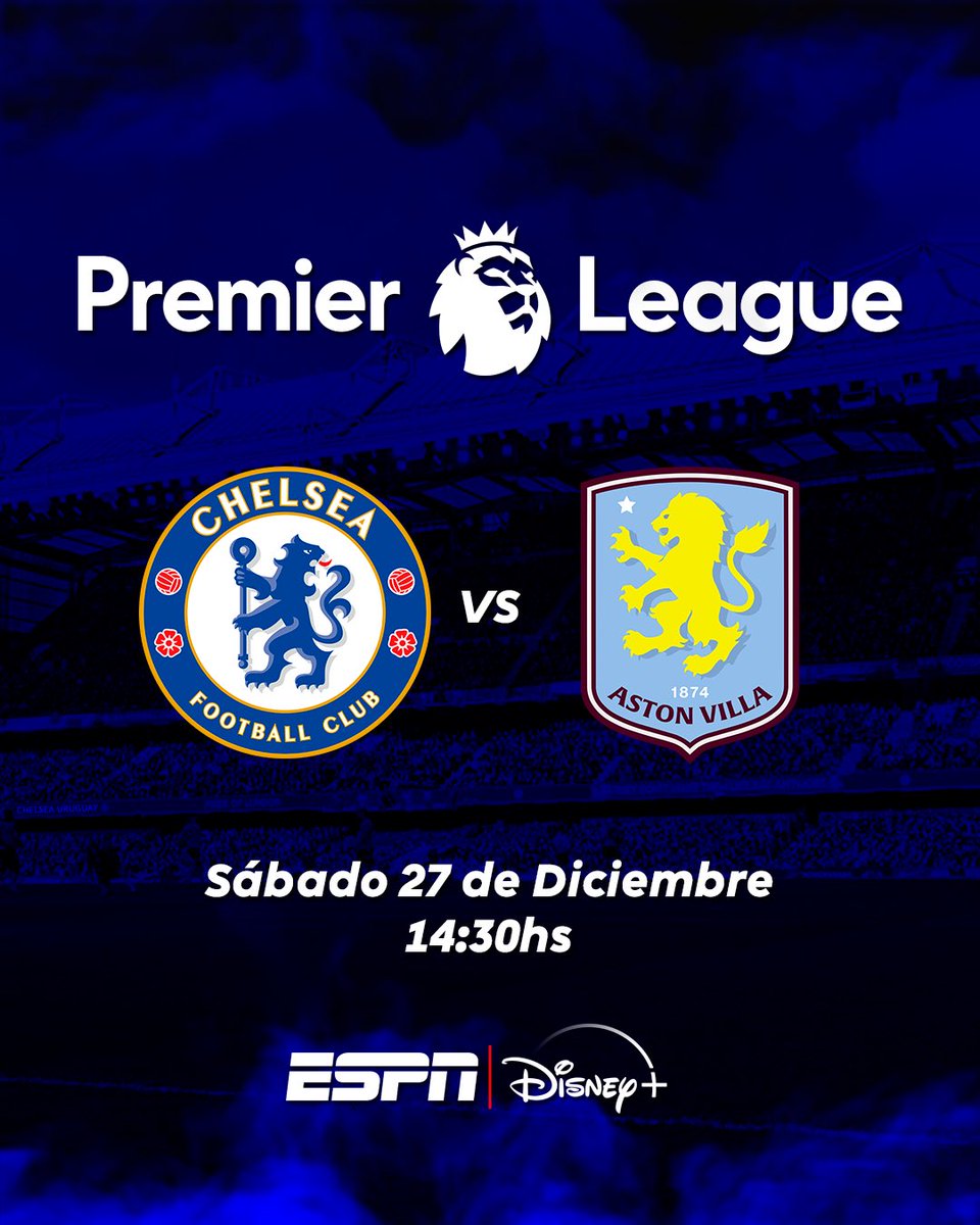 🔵 | 𝐉𝐔𝐄𝐆𝐀 𝐄𝐋 𝐂𝐇𝐄𝐋𝐒𝐄𝐀

🆚 Aston Villa 
🏆 Premier League | Fecha 18
🗓️ Sábado 27 de diciembre 
⌚️ 14:30hs | 🇺🇾
📺 ESPN | Disney+ Premium 

¡Vamos Blues! 👊💙