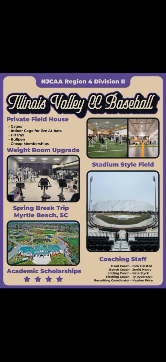 PriceHaydon's tweet image. Uncommitted 2026’s 🚨

Illinois Valley Community College, a Division II JUCO in Region 4

We are looking for the following: 

1 Middle Infielder
2 Corner Infielders  

If you’re a dawg looking to make a decision soon - DM me today! 

@IVBaseball01