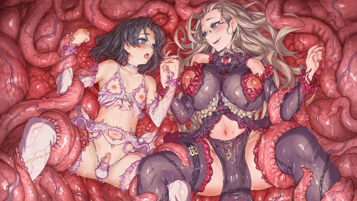 ご依頼で親子ラブラブ触手プレイ描きました! 