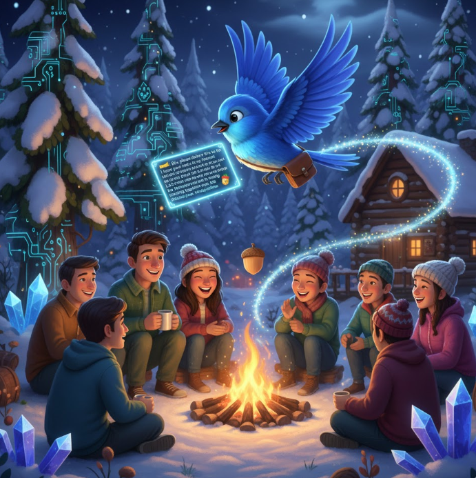 dmtry3's tweet photo. Blu is on her way! 🐦❄️ Here she is, soaring through the snowy Camp Haven, delivering my holiday message to all my friends. May your season be as bright and connected as our Haven community!
@DataHaven_xyz https://t.co/xFX34ILqHK