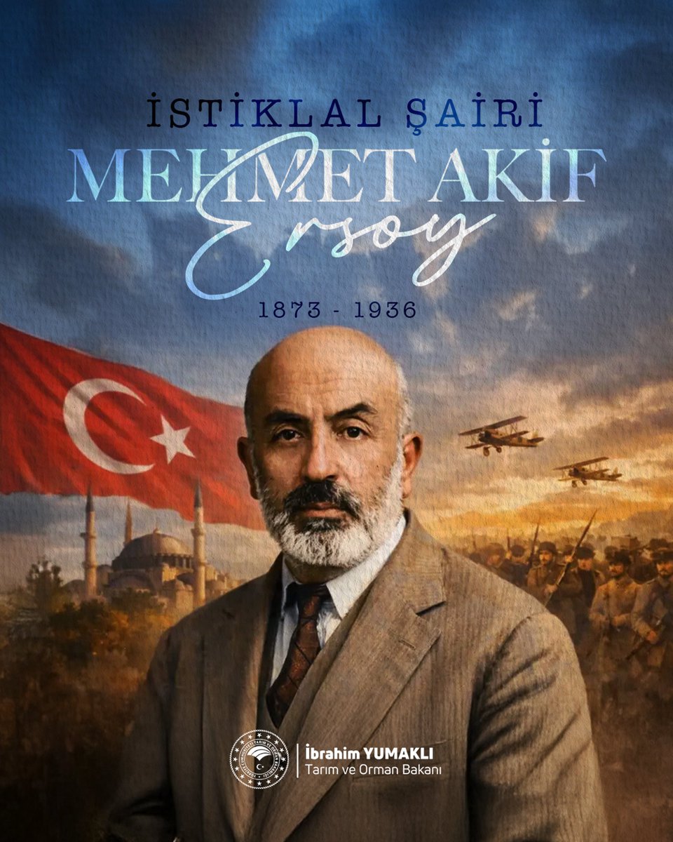 Bir milletin vicdanı, bağımsızlığımızın mısralara dökülmüş hali…

İstiklal Şairimiz, Veteriner Hekim Mehmet Akif Ersoy’u vefatının 89. yıl dönümünde saygı ve rahmetle anıyorum. 🇹🇷