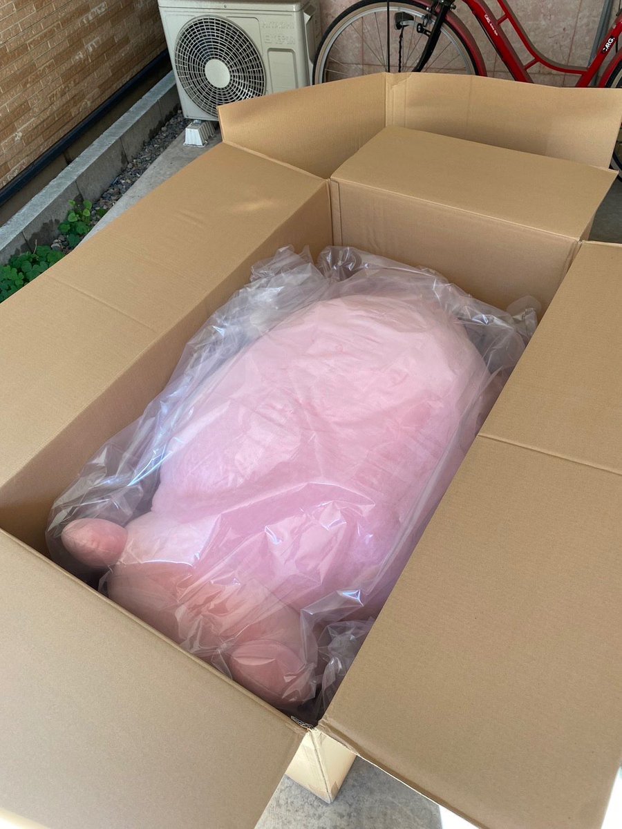 gakiiisou's tweet image. 等身大ヤドンぬいぐるみ届いた〜✨

で　か　す　ぎ　ん　だ　ろ