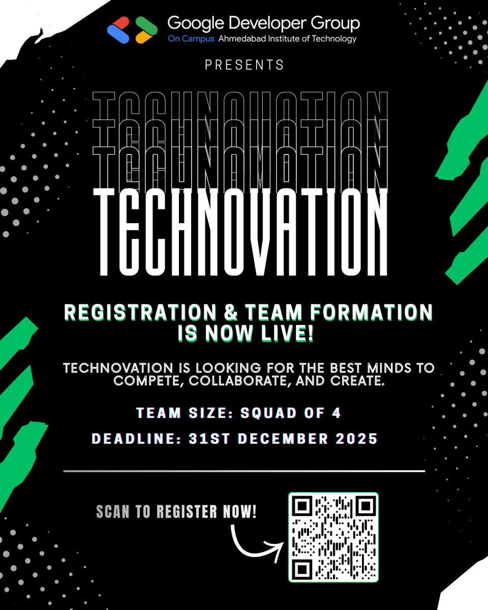 ait_gdsc's tweet photo. 🚀 Exciting Opportunity: Participate in GDGOC '25 Technovation! 🚀
​Calling all students! Gear up for an incredible tech challenge. Check out the event details here: https://t.co/3Yl5QRchiG https://t.co/gj1J6hKpgA