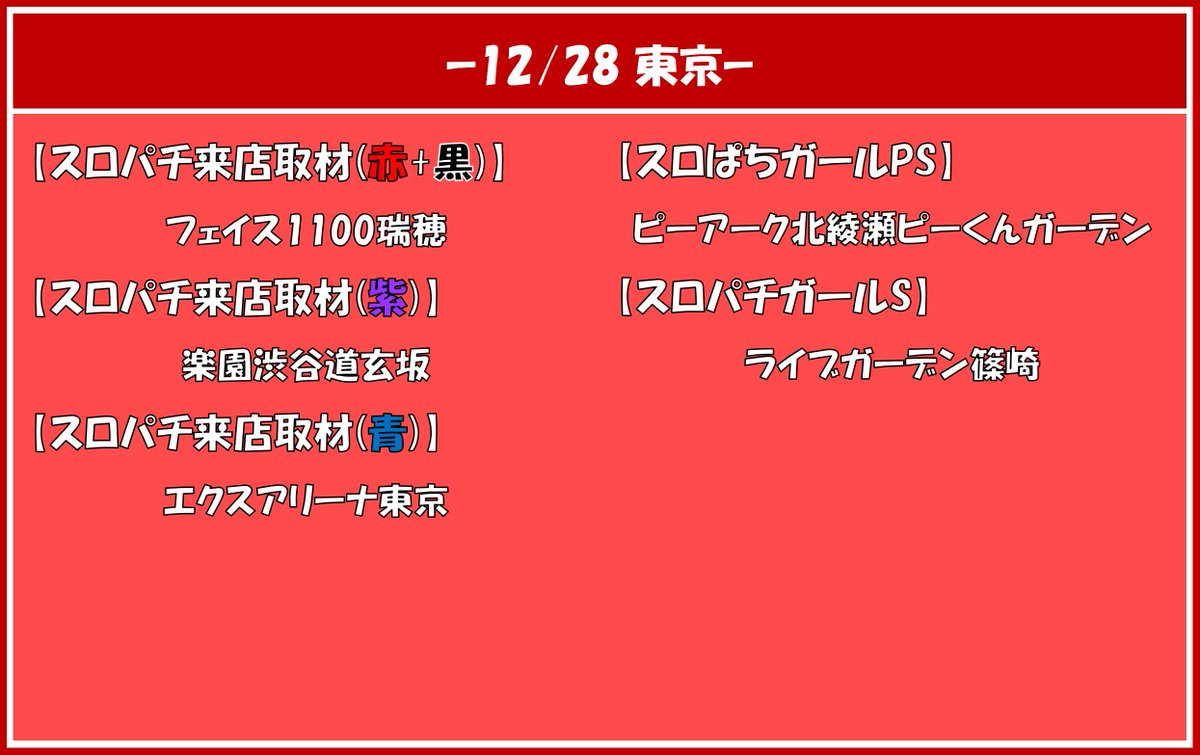 12/28 本日まとめ①~⑤(②) 【東京】 ✓来店取材(赤🟥+黒