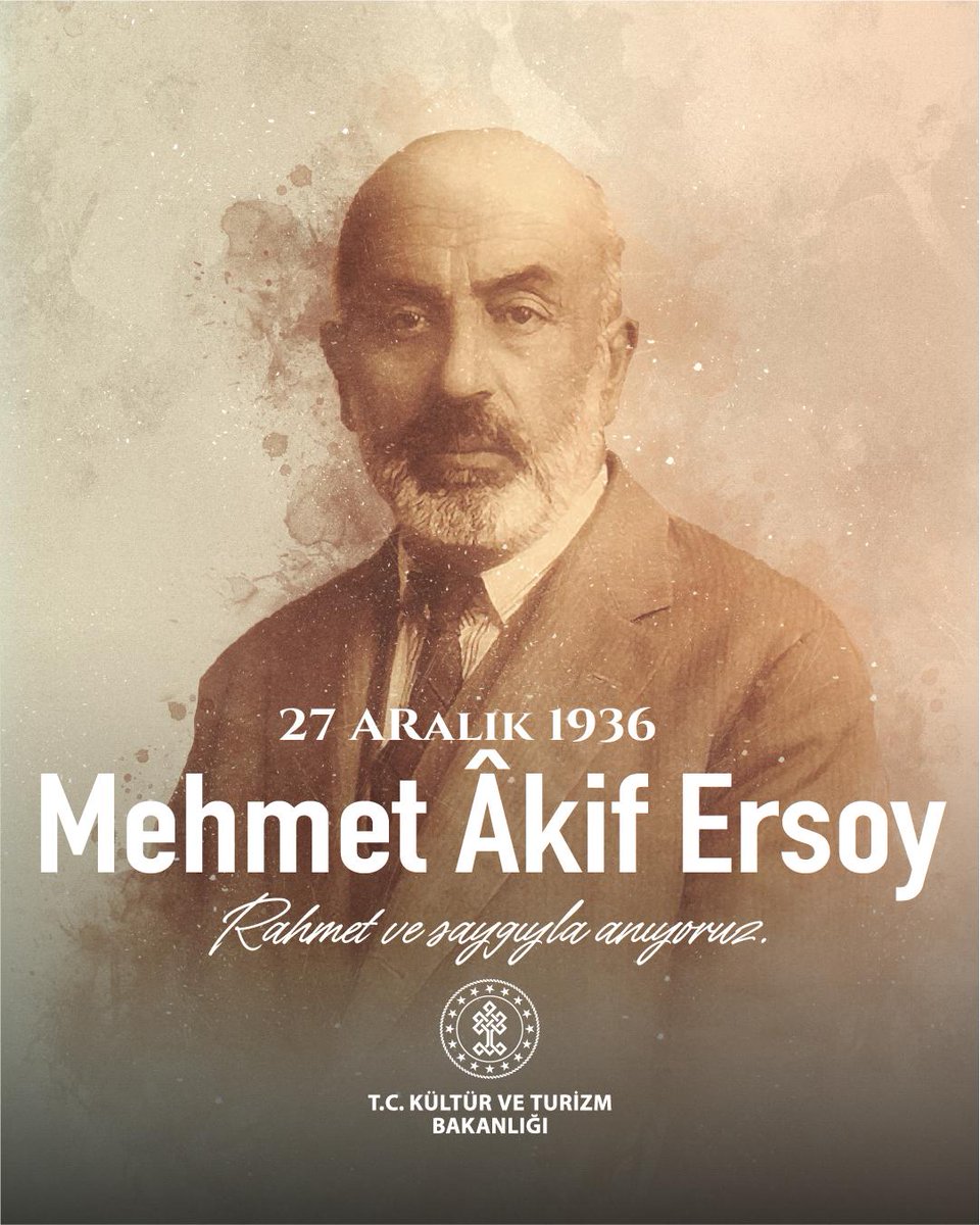 İstiklal Marşımızın şairi Mehmet Âkif Ersoy’u vefatının yıl dönümünde rahmet ve saygıyla anıyoruz. 🇹🇷

Aziz milletimizin bağımsızlık ruhunu dizeleriyle yaşatan bu büyük mirası gelecek nesillere aktarmaya devam edeceğiz.