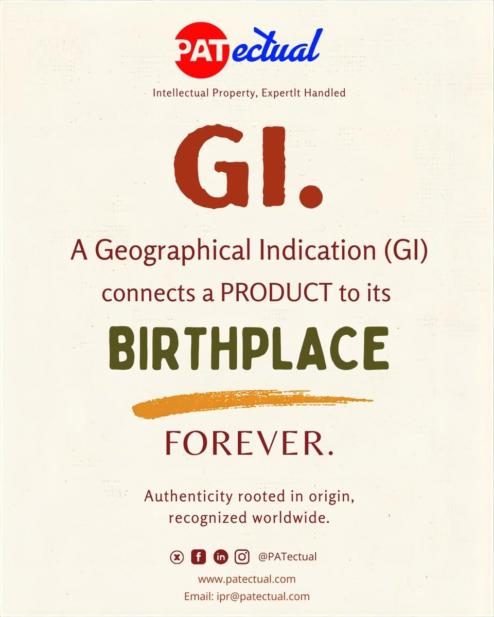 patectual's tweet photo. PATectual IP

Patent l Trademark l Copyright l Industrial Design l Geographical Indication

Intellectual Property, Expertly Handled

#DoYouKnow https://t.co/ubJex8uGhK