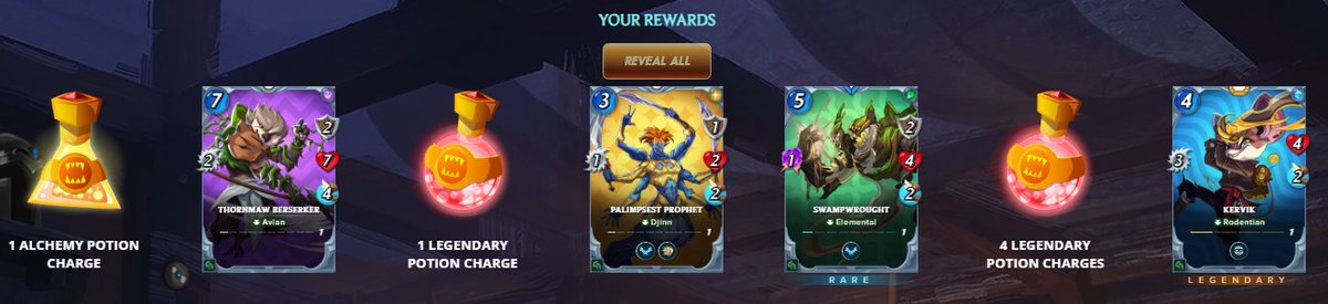 I pulled a legendary card today from league advancement chests in Splinterlands! Kervik deals four melee damage and has the Sneak ability. A valuable addition to my Water splinter deck.

#splinterlands #play2earn