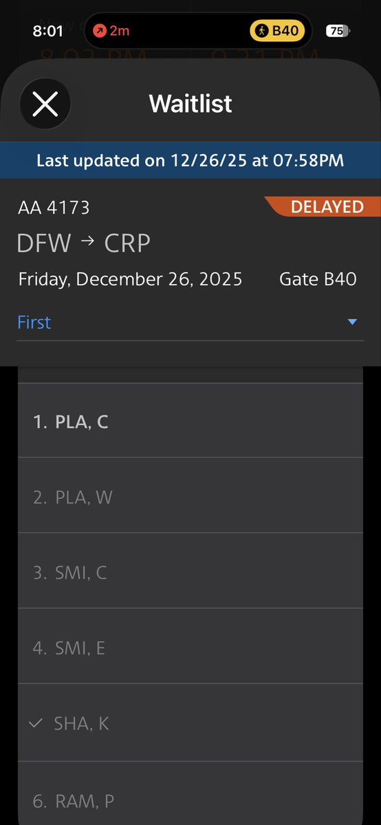 cherylplauche's tweet photo. @AmericanAir 
Gate B40 flight 4173 My husband and were # 1 &amp; 2 on the upgrade list, as this screen shot shows # 5 was upgraded. In wish he declined. When I asked why we were passed she asked if I wanted to move up, i declined because of time. 
When I asked why they didn't know! https://t.co/NwbmAQyhFo