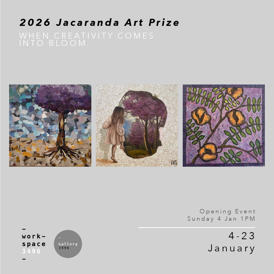 workspace3496's tweet photo. 2026 𝘑𝘢𝘤𝘢𝘳𝘢𝘯𝘥𝘢 𝘈𝘳𝘵 𝘗𝘳𝘪𝘻𝘦
4-23 January 2026

60 works on display. The Jacaranda Art Prize is back, showcasing a vibrant collection of artworks from across the region. Wander, find your favourite and be part of this much-loved celebration of art and community. https://t.co/NsuVJo3Lnu