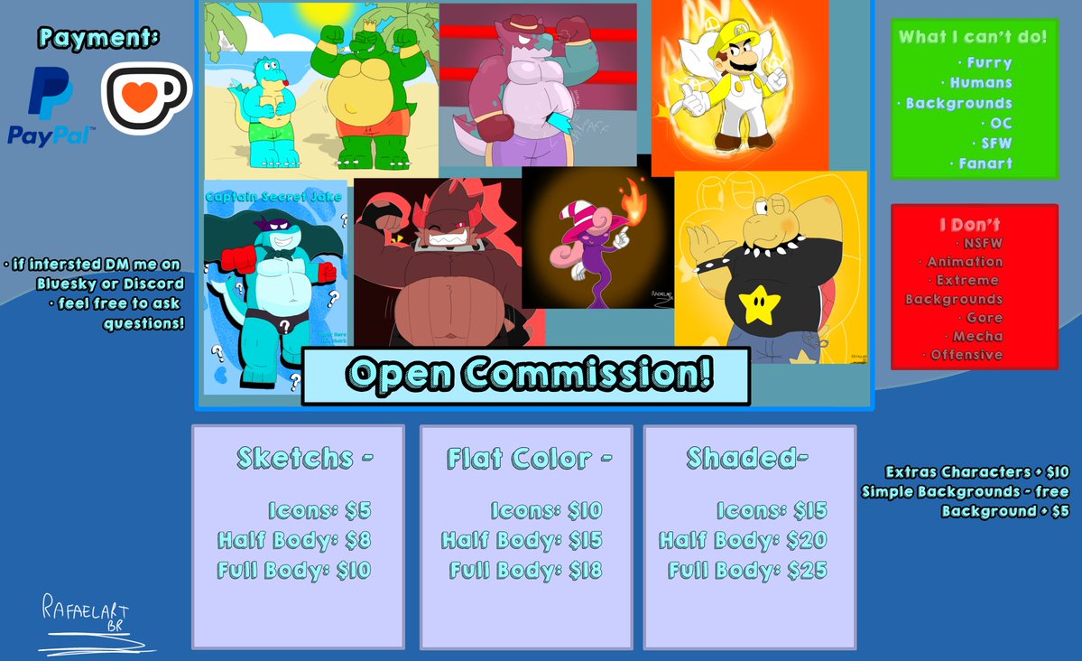 RafaelArt_Br's tweet image. [UPDATED] Hai! I'm Opening For Comms limit! 10 slots! DM me if you have any drawing questions!

Unfortunately, since I didn't know, DM Twitter for the Weird. So feel free to join Discord if you want :3