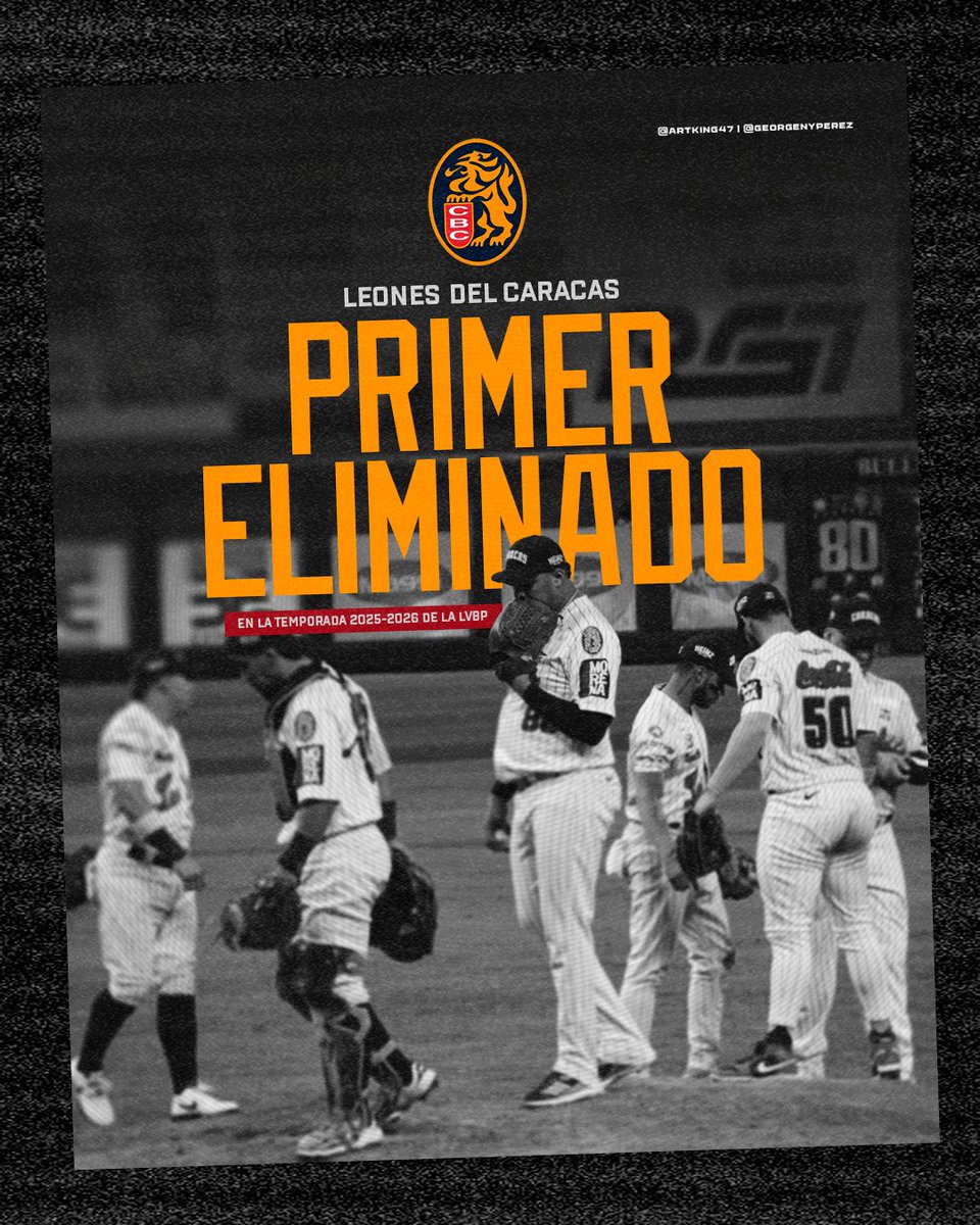 Golpe duro en la capital 🦁

Los #Leones del Caracas quedan oficialmente eliminados y se convierten en el primer equipo fuera de la temporada 2025-2026 de la #LVBP.