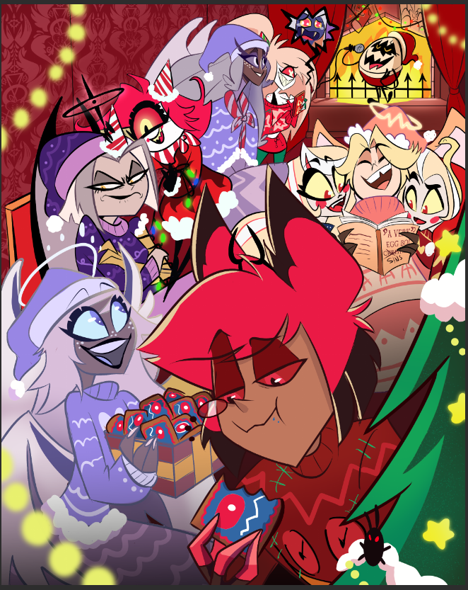 Here's the #wip altogether btw! Hold my hand while I go start shading and gaussian blurring it

#hazbinhotelfanart