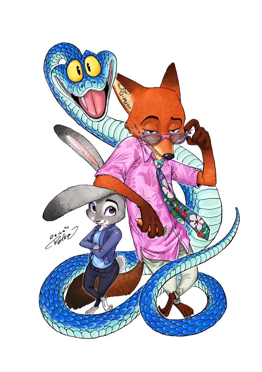 先週観てきたズートピア2より、ジュディ、ニック、ゲイリー描きました