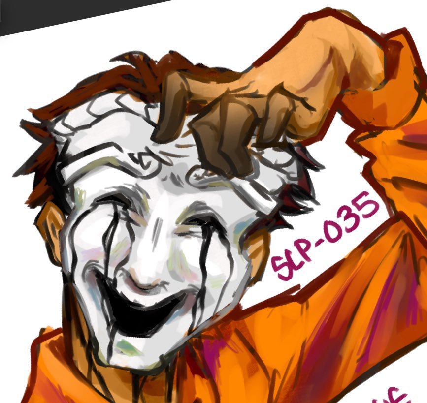 coldeeye's tweet image. i’m always going to love this drawing i did of 035.  it’s  peak  #SCPFoundation #scp