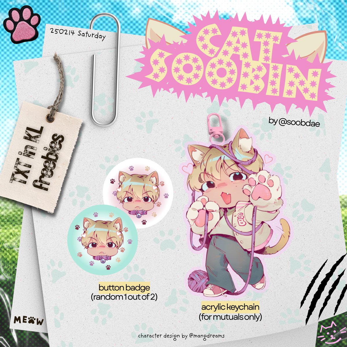 soobdae's tweet photo. #TXTinKL β freebies by @soobdae
cat soobin β^. .^ββ #catsoobin
πΎ come say hi to me on d-day to claim!
πΎ limited qty, fcfs
πΎ no tradings
see youu !! <3 https://t.co/HR7YLg90Rj