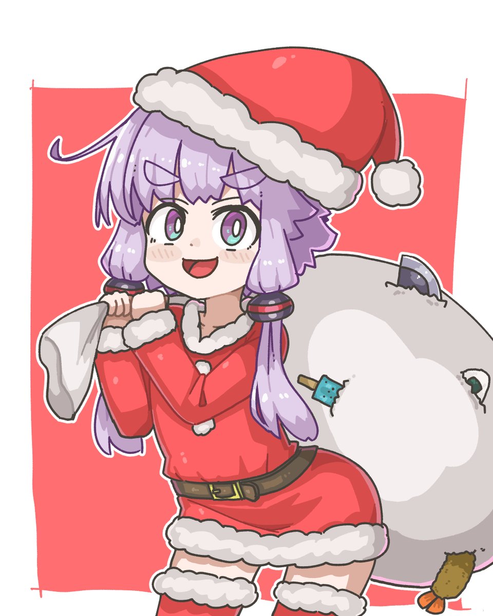 結月ゆかり 「ゆかりサンタがやってきたぞ(遅刻)」|毛玉猫🍄＠Skeb募集中のイラスト