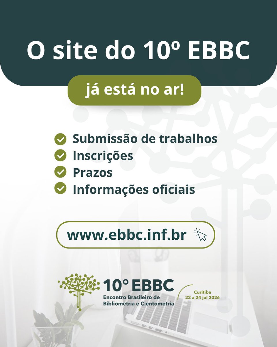 O site do <a href="/EventoEbbc/">EBBC</a> já está no ar! ​Nele, você já pode conferir:​
✅ Diretrizes para submissão de trabalhos ​
✅ Prazos importantes e inscrições ​
✅ Novidades exclusivas sobre o evento​
ebbc.inf.br/ebbc10/