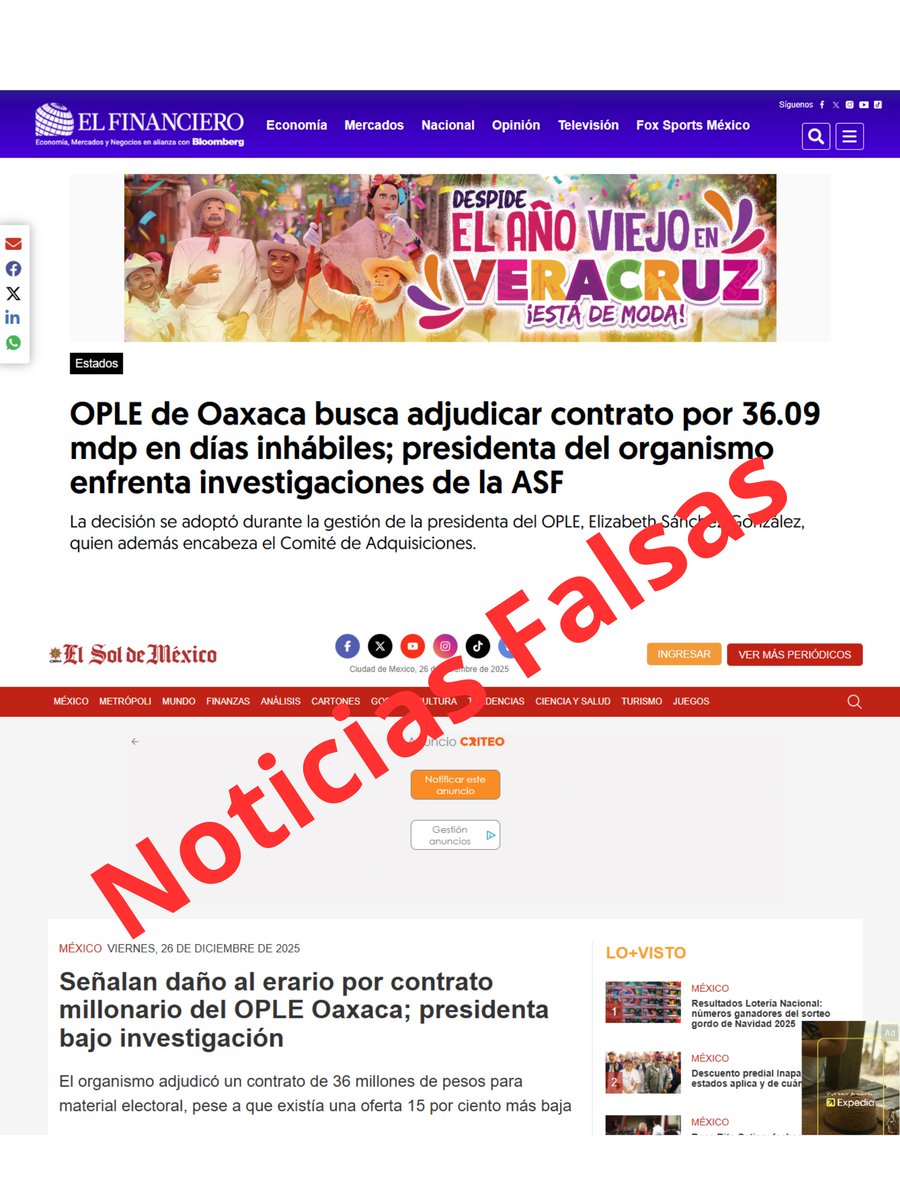 #AclaraciónPública
Este viernes 26 de diciembre, diversos medios de comunicación han emitido información falsa y tendenciosa en torno a los trámites administrativos que el <a href="/IEEPCO/">IEEPCO</a> realiza con motivo de la Revocación de Mandato. 

<a href="/ElFinanciero_Mx/">El Financiero</a> <a href="/elsolde_mexico/">El Sol de México</a>