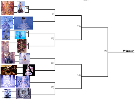 snowsangell's tweet image. The battle is on.
2 days for each bracket, 4 brackets in total!
Good luck! Vote in the thread, with higher-quality images. 🩷 (numbers match up with the outfit one shown)