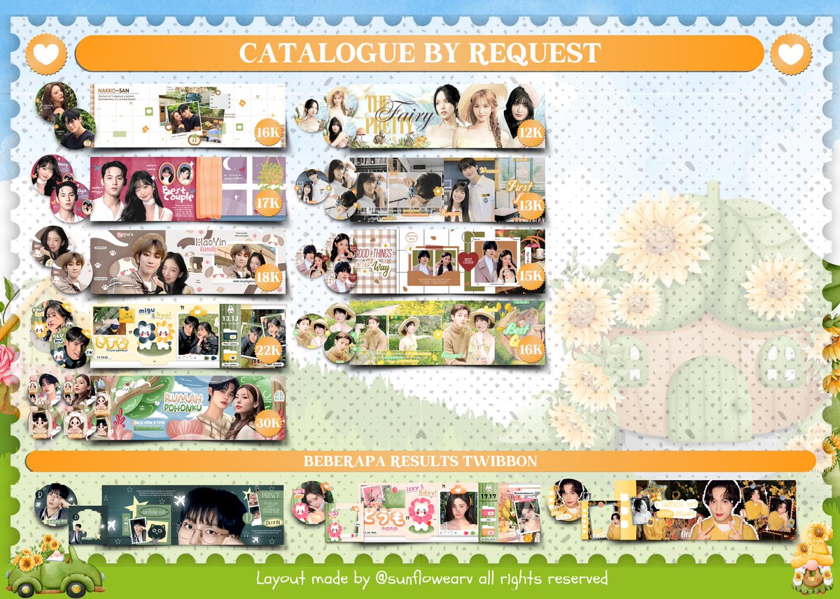 sunflowearv's tweet image. Help repost? Maacii 🫶 
Haii! Flo ada PROMO LAYOUT TAHUN BARU 

♡ BY REQ DISC 25%
♡ RS MIN. 14K GET 1 LAYOUT RS (MAX. 7K)
♡ PROMO 27 DES 2025 - 3 JAN 2026
♡ AVAIL FOR INRUSH, SPONSOR, GIVEAWAY DI TANGGAL PROMO

Yuk jajannnn 😍🌻
#zonauang #zonajajan