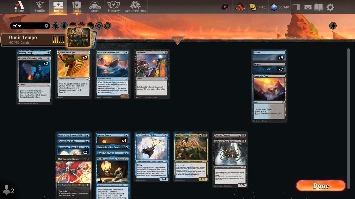 ThePastaPirate's tweet image. 🌊🏆Dimir Tempo🏆🌊

1) 1x Azula/Mechanist/Koh: crazy value bombs

2) 2x Fan ramped out 2x River Spirit

3) Patrol accelerated mana and tapped threats

4) 4x Iguana Parrot: attacked/blocked well, great with removal

Draft: 17lands.com/draft/a11352ae…

Games: 17lands.com/details/a11352…