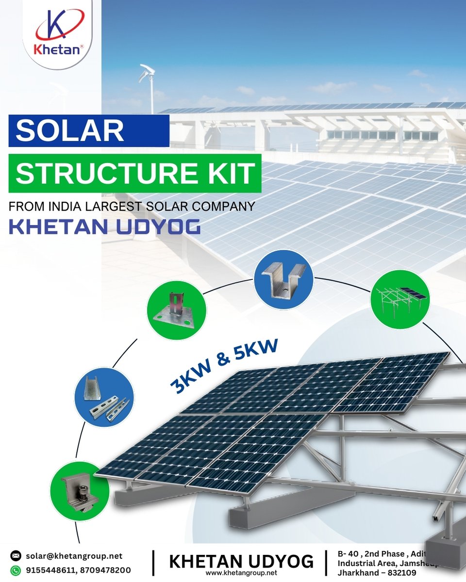 prakritiSolar's tweet photo. Powerful. Durable. Ready to Install.
Introducing our Solar Structure Kit (3kW &amp; 5kW) designed for long-lasting performance and superior stability.
📩 solar@khetangroup.net
📞 9155448611 | 8709478200
🌐 https://t.co/hymgiFHYdD
#KhetanUdyog #SolarStructureKit #SolarEnergy https://t.co/EcjY0EFtDn