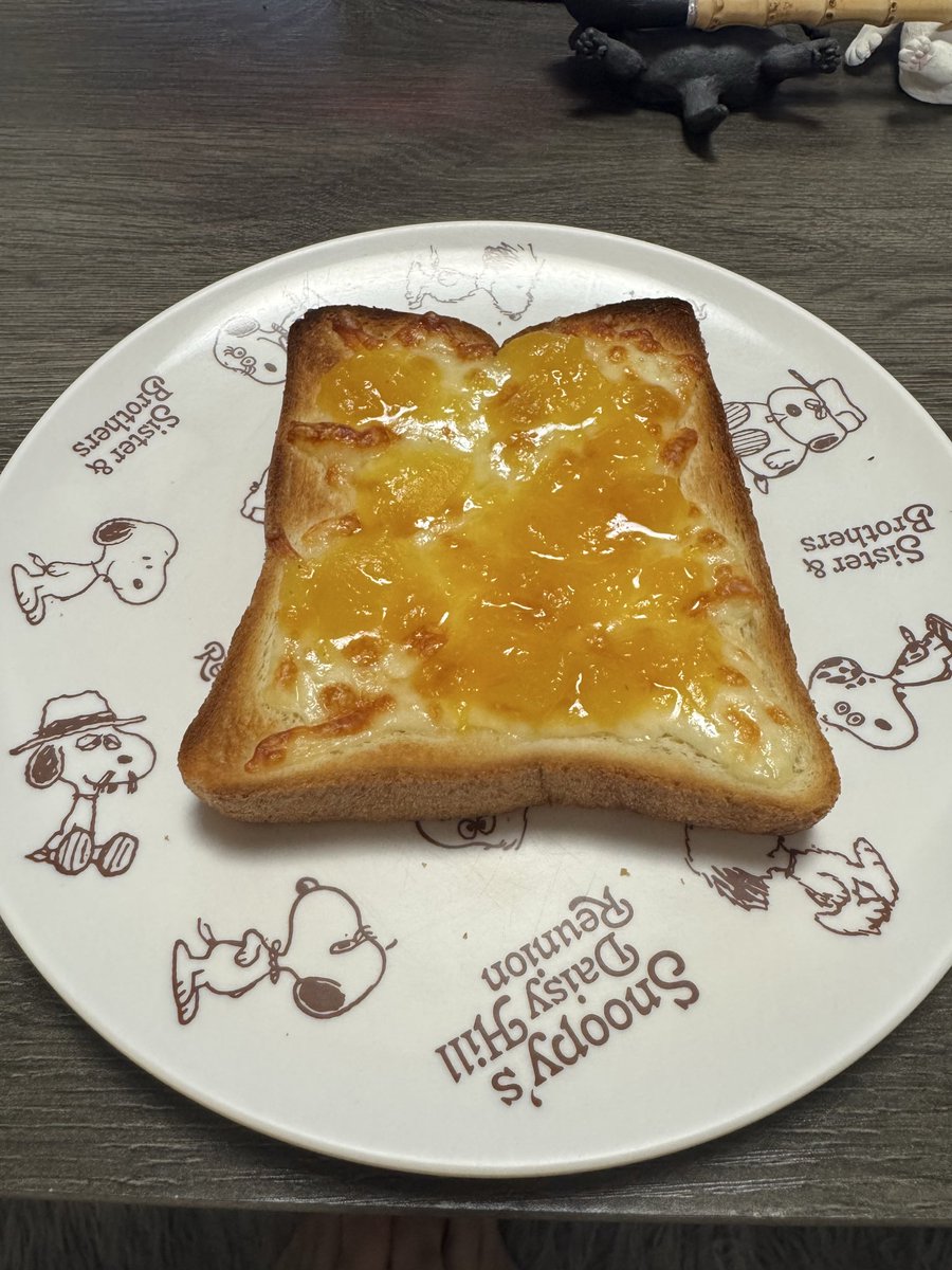 16:00から取引先の忘年会に参加するので軽い昼飯。
チーズたっぷり桃ジャムトースト🍞
