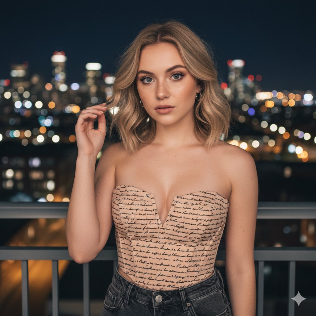 Modern Urban Night Photography Portrait with Flash — example 2