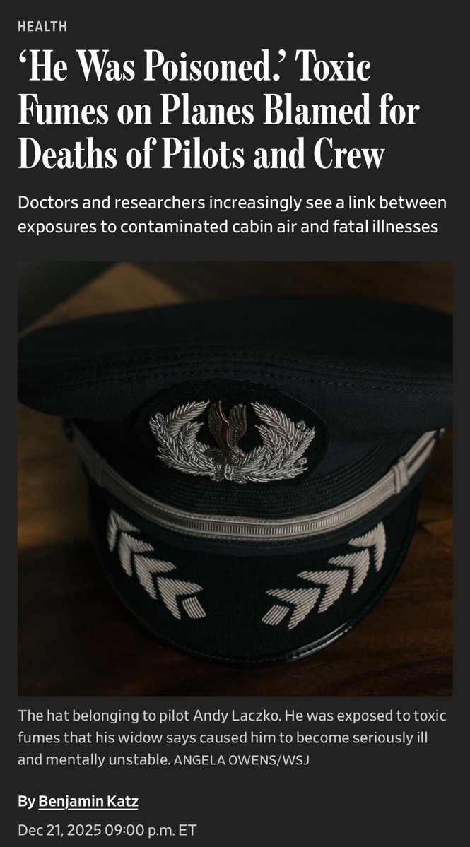 chiweethedog's tweet image. Wall Street Journal story a week ago. They’re all killing us slowly and quickly at the same time and all the whistleblowers of the airline industry are being found in their car in the parking lot with two self-inflicted gunshot wounds in the back of their head