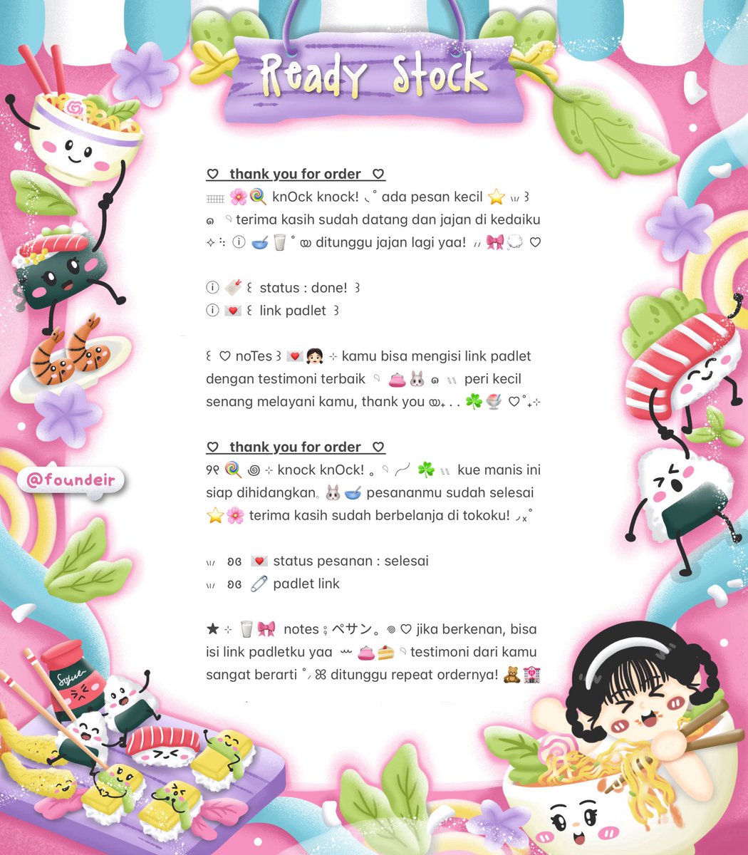 ofKathie's tweet image. ⠀
˚₊ ♡ help retweet? tysm! ֯⊹

𓈄᳸  ౿ ۫ 𓈒 🍭🎀  ⨳  𓊆 haloo sobat imut  . .  💬 ☆ kath bawain ready stOck thank you message wording! bisa kamu miliki dengan harga  へ ⭐️🥣 𖠗  ꒰ IDR. 5.500 ꒱  യ check ALT for moRe ▷ チェック。 ☘️👛 ノ

𓄼 𓂋  #zonauang  ⊹
⠀