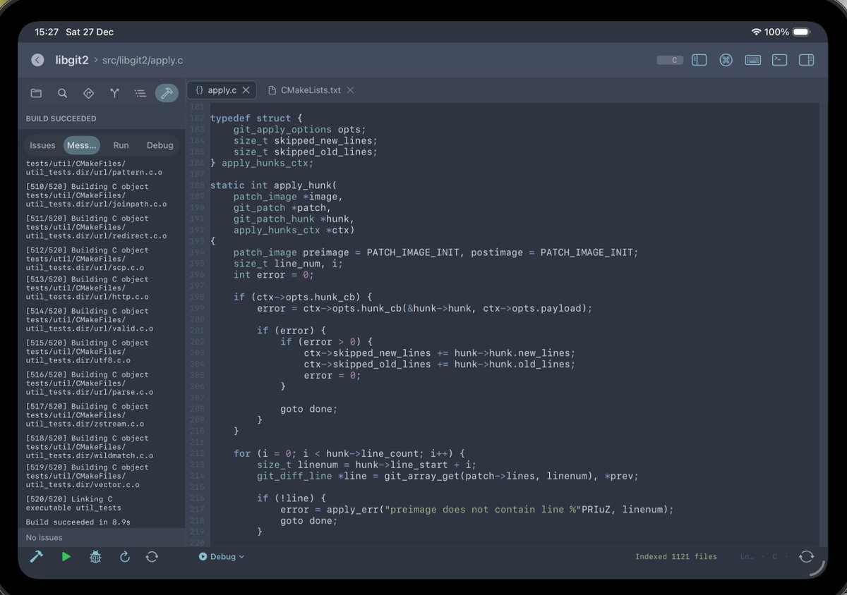 zachwangww's tweet photo. Had been working on iPad-IDE for a year, but in the recent two months, the progress was boosted by Claude Code. Now it's almost ready. Still working on gdb debug https://t.co/GthgroftO3