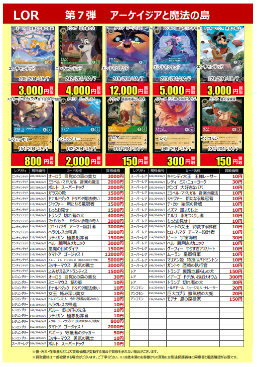 買取告知更新！】 #ディズニーロルカナ #アーケイジアと魔法の島 買取