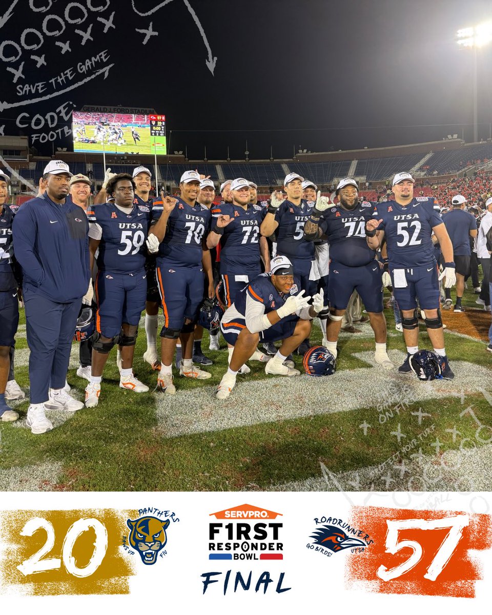 FRBowl's tweet image. Final from Dallas, @UTSAFTBL are your 2025 @SERVPRO First Responder Bowl Champions!