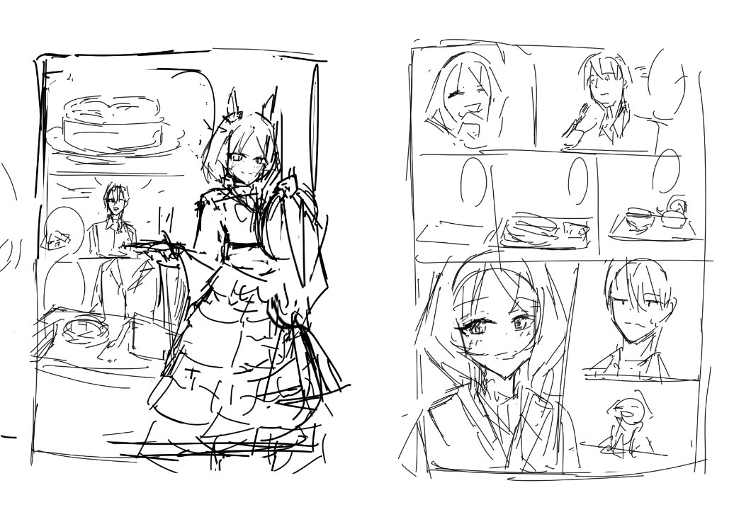 DenryokuSaboten's tweet image. これは2ページ漫画の卵