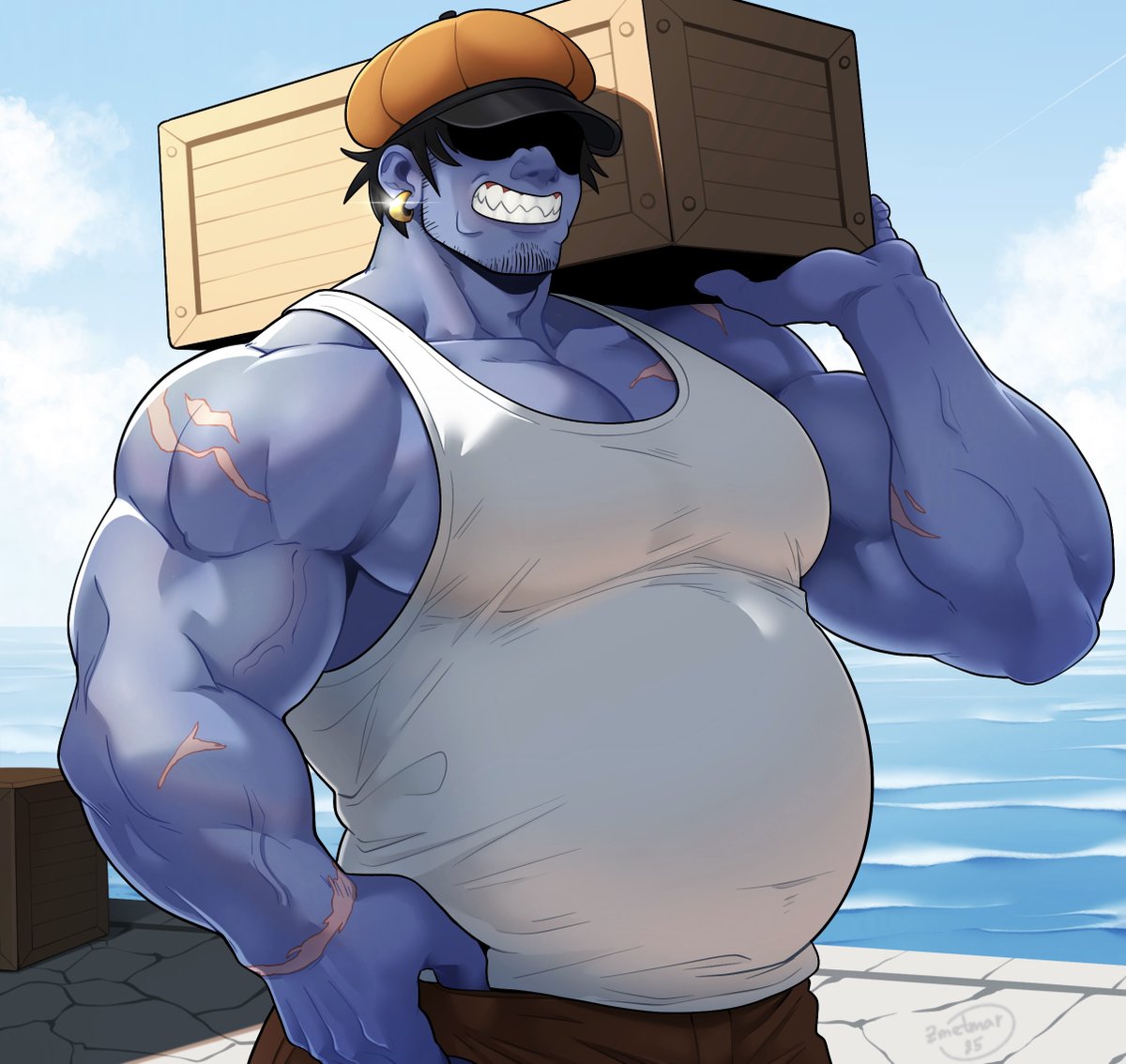 A dangerous but hardworking fishman for <a href="/TayraWhite/">🐁</a> #oc #commission