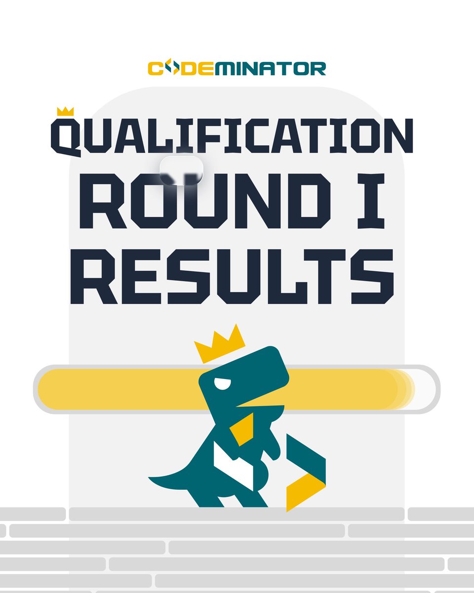 codeminator81's tweet photo. Qualification Round 1 results are officially released!

Participants have received their Participation Certificate, Report Card, and Achievement Certificate via email.

Didn’t participate this round? 👀

No worries. Another round is coming soon!
Stay tuned and keep following us. https://t.co/X8Y5alUeMC