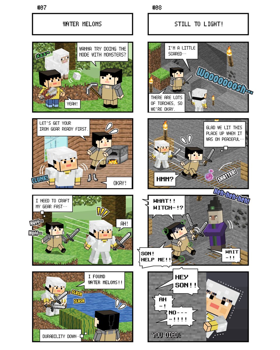 nishiura_m7965's tweet image. I switched my son from Peaceful mode to a mode with monsters, but he got scared. He’s such a kind boy. I really love how peaceful his personality is.

#MySonAndMelnBlockLife #minecraft #minecraftcomic #parentingcomic #momcomic #life_with_kids #familycomic #sliceoflifecomic