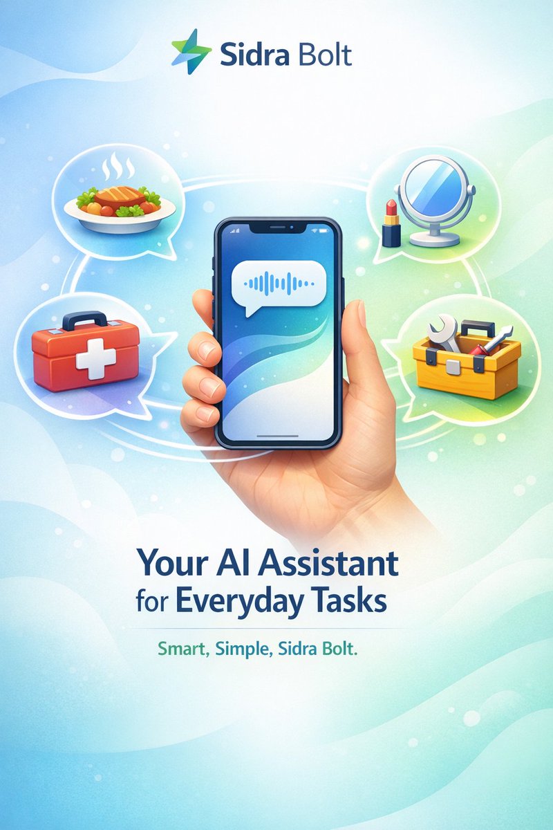 OladipoAbd55825's tweet photo. Home repairs? Skincare routine? Cooking mistakes? Let SIDRA BOLT ⚡ guide you with expert-level clarity in seconds.
🔗 Support the project
https://t.co/SpuAnMX1EJ
#SIDRABolt #AIForGood #SmartHelp https://t.co/RVXy6hGdVy