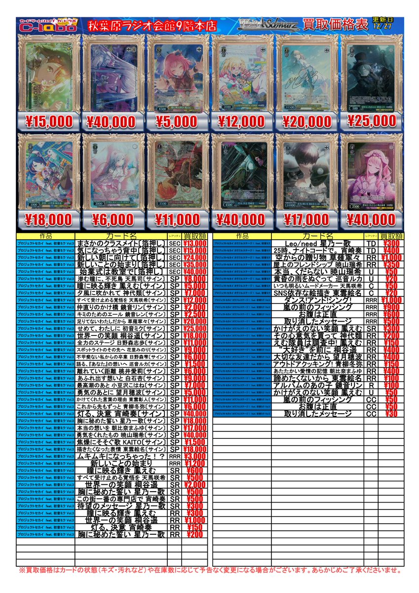 ◇ #ヴァイスシュヴァルツ 買取情報◇ 滲む瞳に、不死鳥 天馬司 SP