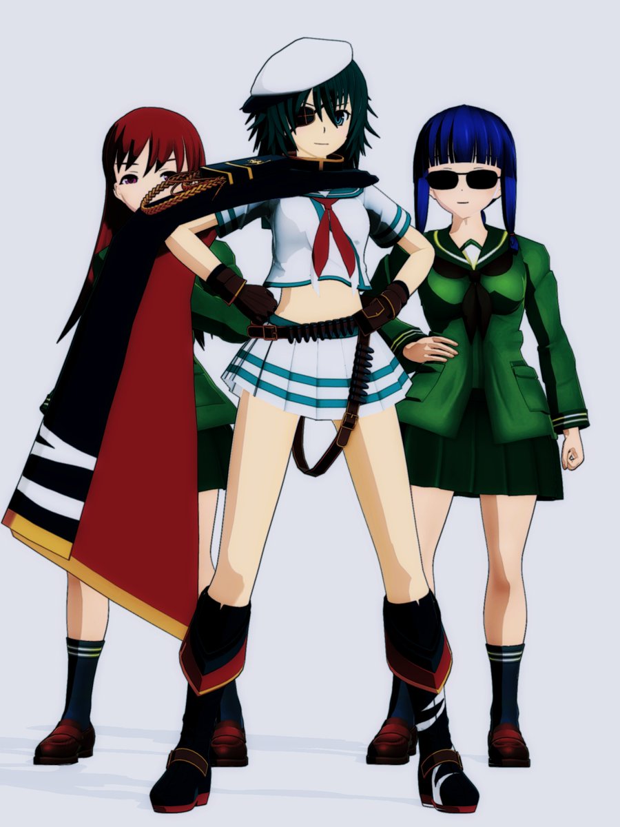 Magespy's tweet image. 木曾チーム。
笑顔で背骨を折ってくる北上さん。

お借りしたもの
[モデル]
木曾改二：ログ太 様、大井改・北上改：キノコル 様、モブメガネ：モノゾフ 様
[エフェクト]
ikeno 様、less 様、winglayer 様、おたもん 様、そぼろ 様、ましまし 様、ミーフォ茜 様、下っ腹Ｐ 様、針金P 様