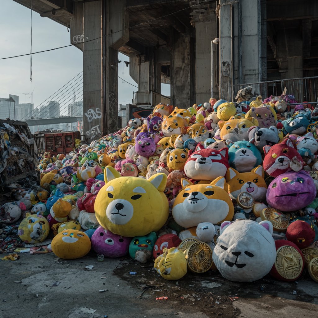 AI 时代，
做一个“看起来很牛逼”的 MEME，
已经不值钱了。

官网、叙事、视觉、世界观，
全都可以低成本批量生成。

真正稀缺的从来不是设计，
而是人。

下一轮牛市：
精致的垃圾 MEME 会铺满整个链上，
但能活下来的，
只会是有社区、有文化、有共识的 IP。

猫、狗、烂梗？