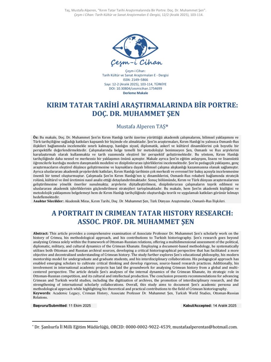 Yapay Zeka'nın akademiyi getirdiği hale bakın! Sözün bittiği yerdeyiz! Bartın Üniversitesi'nin çıkardığı ÇEŞM-İ CİHAN dergisinde yayımlanan bir yazıda bana ait olmayan iki adet muhayyel makaleye atıf yapılmış. Bu dergi sözde uluslararası bir neşriyat. 12 yılda 24 sayı basılmış.