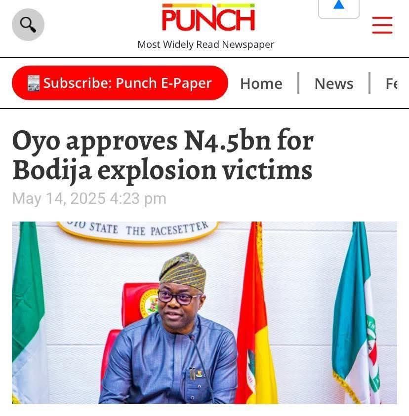 Oyo was given 50 billion Naira by the FG. 

Oyo approved 4.5 billion for the victims, 

So, where is the balance of N45.5 billion? 🤔