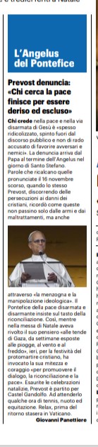 Dalla Sede apostolica alla Parola di Dio

Il Papa e l'impegno per la pace: 
"Spesso si finisce ridicolizzati". 

Bibbia e donne, la prima collana di esegesi e storia al femminile. 
La storica Adriana Valerio: 
"I testi sacri sono liberanti"

Qn, 27 dicembre 2025