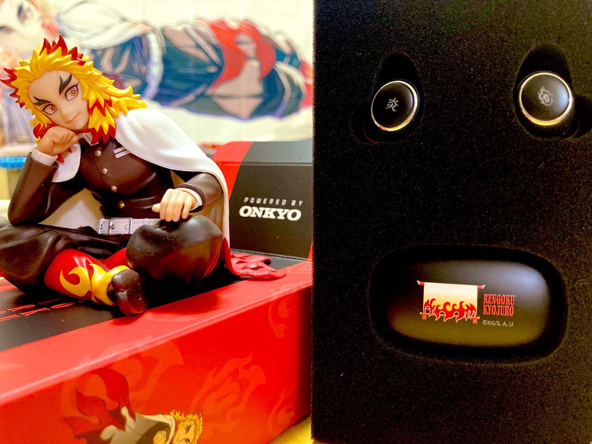 ONKYO×鬼滅の刃ワイヤレスイヤホン 煉獄杏寿郎モデル🔥届いた！！ 耳元