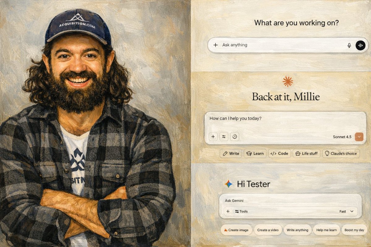 MillieMarconnni's tweet image. I just turned Alex Hormozi's $100M framework into AI prompts that actually work.

99% of people watch his videos, take notes, then do... nothing.

I spent 3 weeks reverse-engineering every Hormozi principle into executable AI workflows.

The result? A system that forces you to…