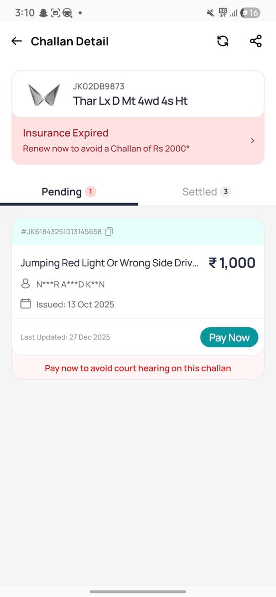 Akhildevsingh9's tweet photo. @vishesh_jk sir transfer him ASAP
Nasir Ahmed,ARTO Reasi,claims strict duty enforcement but hasn’t paid insurance or challans of his personal vehicle for months.When officers themselves ignore the law,how can people of Reasi be expected to follow rules?Accountability must start. https://t.co/5jPDzwLDJu