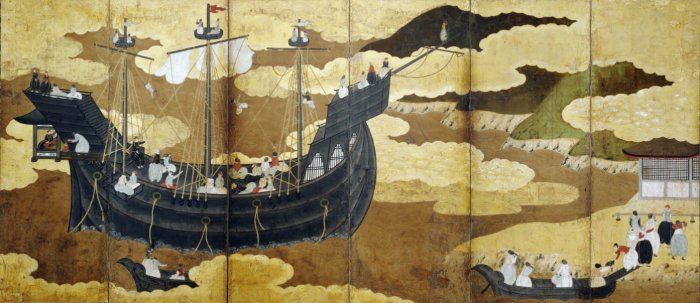 Représentation de Joke lors de sa découverte du Japon en 1543 :